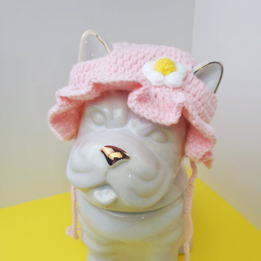 Pink Flower Crochet Bucket Hat